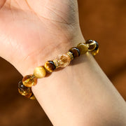 Buddha Stones Citrine Topaz Smoky Quartz Tiger Eye Happiness Bracelet