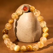 Buddha Stones Citrine Tiger Eye Red Agate Generosity Bracelet