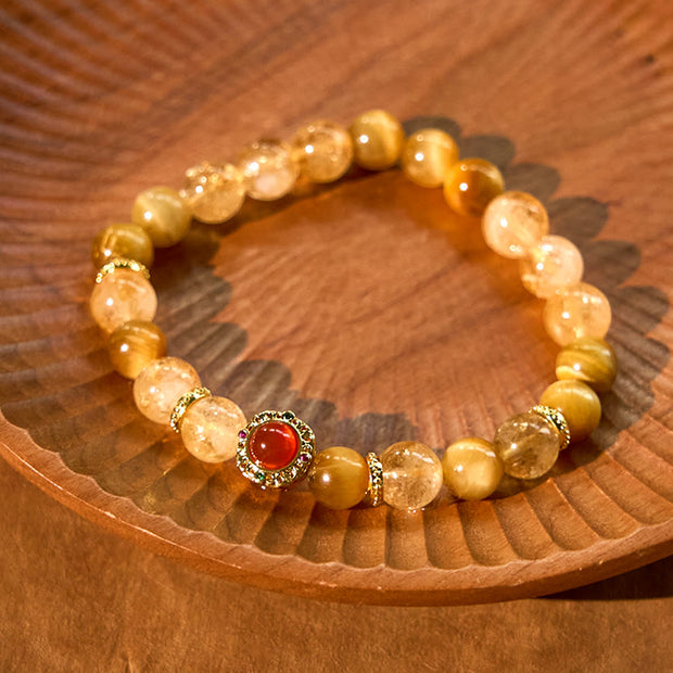 FREE Today: Prosperity and Protection Citrine Tiger Eye Red Agate Bracelet