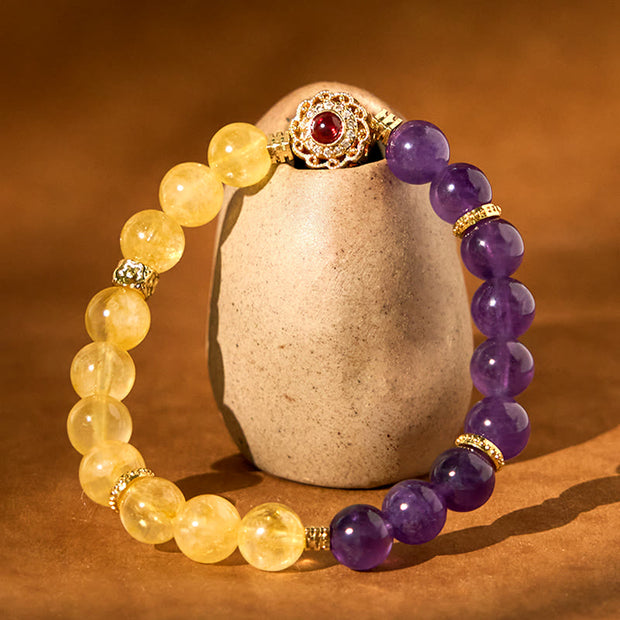 Buddha Stones Citrine Amethyst Pleasure Bracelet