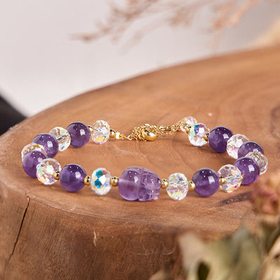 Buddha Stones Natural Amethyst Pixiu Crystal Balance Bracelet