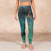 Buddha Stones Pond Koi Fish Rocks Print Sports Leggings Women's Yoga Pants