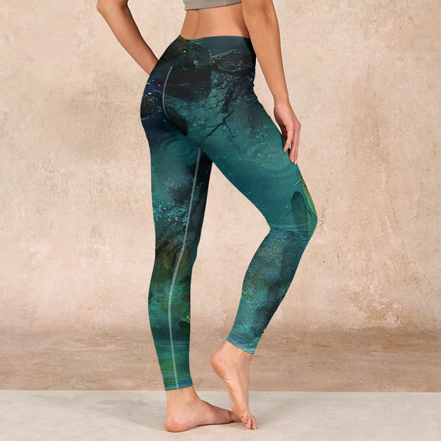 Buddha Stones Pond Koi Fish Rocks Print Sports Leggings Women's Yoga Pants - image 3