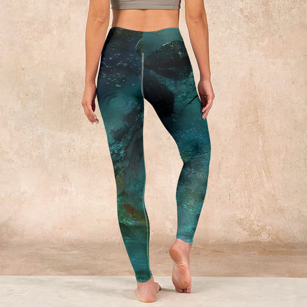 Buddha Stones Pond Koi Fish Rocks Print Sports Leggings Women's Yoga Pants