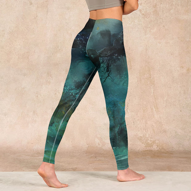 Buddha Stones Pond Koi Fish Rocks Print Sports Leggings Women's Yoga Pants