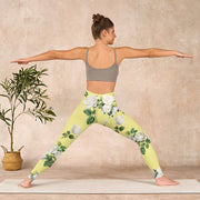 Buddha Stones Yellow White Rose Print Sports Leggings Women's Yoga Pants - image 11