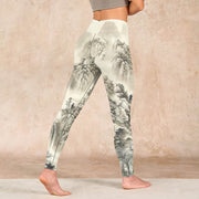 Buddha Stones Mountain Tree River Scenery Print Sports Leggings Women's Yoga Pants - image 5