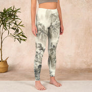 Buddha Stones Mountain Tree River Scenery Print Sports Leggings Women's Yoga Pants