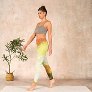 Buddha Stones Golden Auspicious Cloud Figure Print Fitness Leggings Women's Yoga Pants