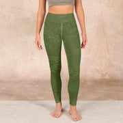 Buddha Stones Green Auspicious Cloud Waves Print Gym Leggings Women's Yoga Pants - image 2