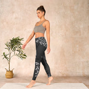 Buddha Stones Gray Peony Rose Flower Sketch Print Gym Fitness Leggings Women's Yoga Pants - image 13