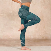 Buddha Stones Peony Flower Magpie Butterfly Print Gym Fitness Leggings Women's Yoga Pants - image 16