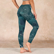 Buddha Stones Peony Flower Magpie Butterfly Print Gym Fitness Leggings Women's Yoga Pants