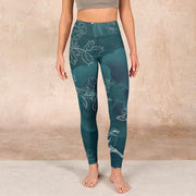 Buddha Stones Peony Flower Magpie Butterfly Print Gym Fitness Leggings Women's Yoga Pants