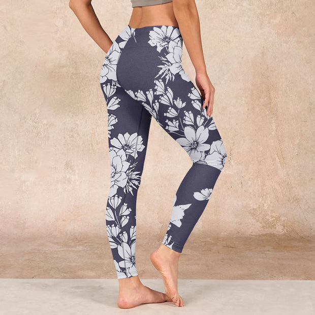 Buddha Stones Flowers Blossom Print Sports Fitness Leggings Women's Yoga Pants Leggings BS 2