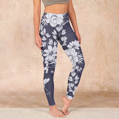 Buddha Stones Flowers Blossom Print Sports Fitness Leggings Women's Yoga Pants - Lavender - US18，UK/AU22，EU50 (4XL) - image 1