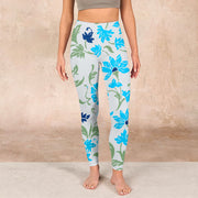 Buddha Stones Blossom Leaves Print Gym Leggings Women's Yoga Pants