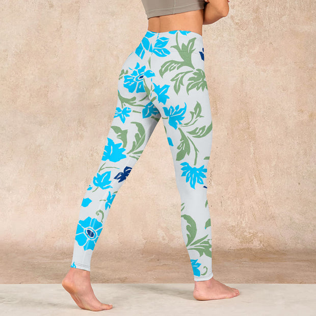 Buddha Stones Blossom Leaves Print Gym Leggings Women's Yoga Pants