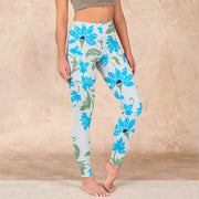 Buddha Stones Blossom Leaves Print Gym Leggings Women's Yoga Pants - LightGrey - US18，UK/AU22，EU50 (4XL) - image 1