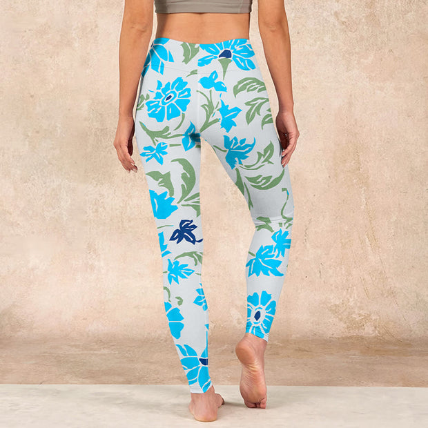 Buddha Stones Blossom Leaves Print Gym Leggings Women's Yoga Pants Leggings BS 15