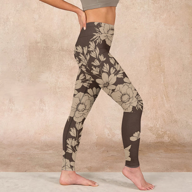 Buddha Stones Flowers Blossom Print Sports Fitness Leggings Women's Yoga Pants Leggings BS 34