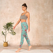 Buddha Stones Vine Leaves Blossom Print Gym Leggings Women's Yoga Pants