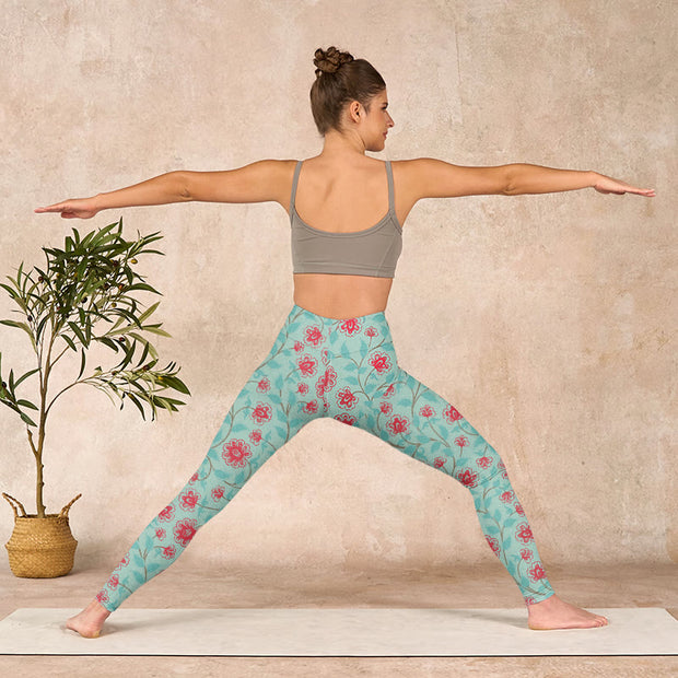 Buddha Stones Vine Leaves Blossom Print Gym Leggings Women's Yoga Pants - image 11