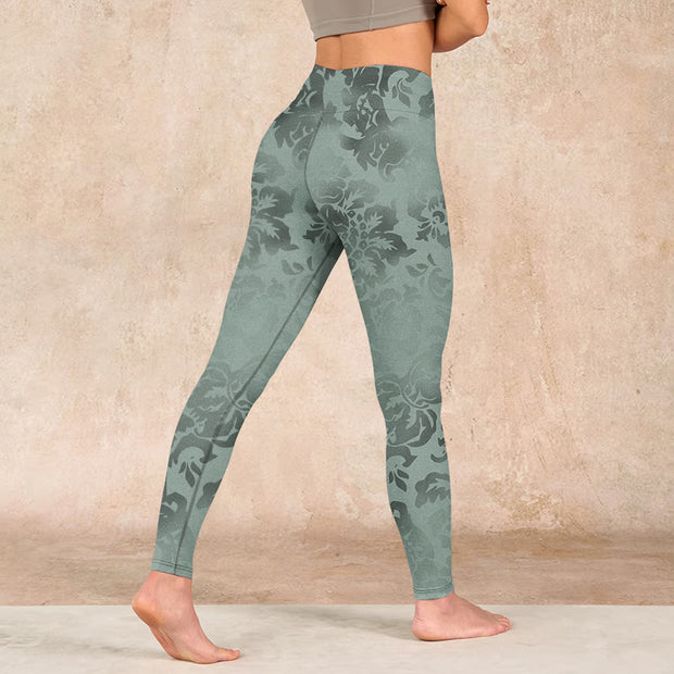 Buddha Stones Casual Flower Leaves Print Gym Fitness Leggings Women's Yoga Pants Leggings BS 4