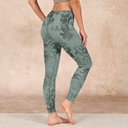 Buddha Stones Casual Flower Leaves Print Gym Fitness Leggings Women's Yoga Pants - image 3