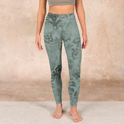 Buddha Stones Casual Flower Leaves Print Gym Fitness Leggings Women's Yoga Pants - image 2