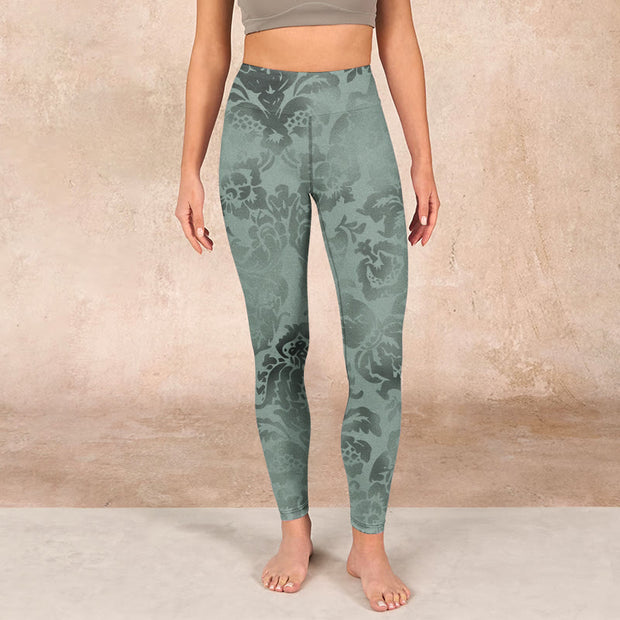 Buddha Stones Casual Flower Leaves Print Gym Fitness Leggings Women's Yoga Pants - image 2