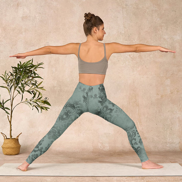 Buddha Stones Casual Flower Leaves Print Gym Fitness Leggings Women's Yoga Pants - image 11