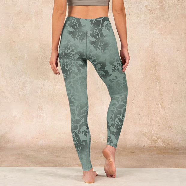 Buddha Stones Casual Flower Leaves Print Gym Fitness Leggings Women's Yoga Pants - image 15