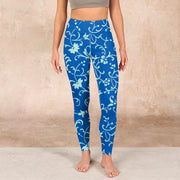 Buddha Stones Vine Plants Flowers Print Gym Leggings Women's Yoga Pants