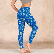 Buddha Stones Vine Plants Flowers Print Gym Leggings Women's Yoga Pants