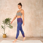 Buddha Stones Purple Compass Mandala Flower Print Gym Fitness Leggings Women's Yoga Pants