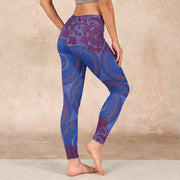 Buddha Stones Purple Compass Mandala Flower Print Gym Fitness Leggings Women's Yoga Pants