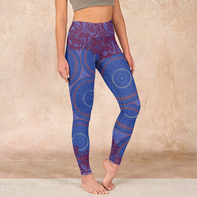 Buddha Stones Purple Compass Mandala Flower Print Gym Fitness Leggings Women's Yoga Pants - MediumPurple - US18，UK/AU22，EU50 (4XL) - image 1