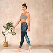 Buddha Stones Blue Peacock Colorful Feathers Print Gym Leggings Women's Yoga Pants