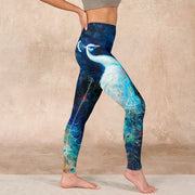 Buddha Stones Blue Peacock Colorful Feathers Print Gym Leggings Women's Yoga Pants - image 17