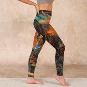 Buddha Stones Vibrant Phoenix Gym Leggings Women's Yoga Pants Leggings BS 17