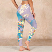 Buddha Stones Purple Dragon Auspicious Clouds Print Gym Leggings Women's Yoga Pants - image 3