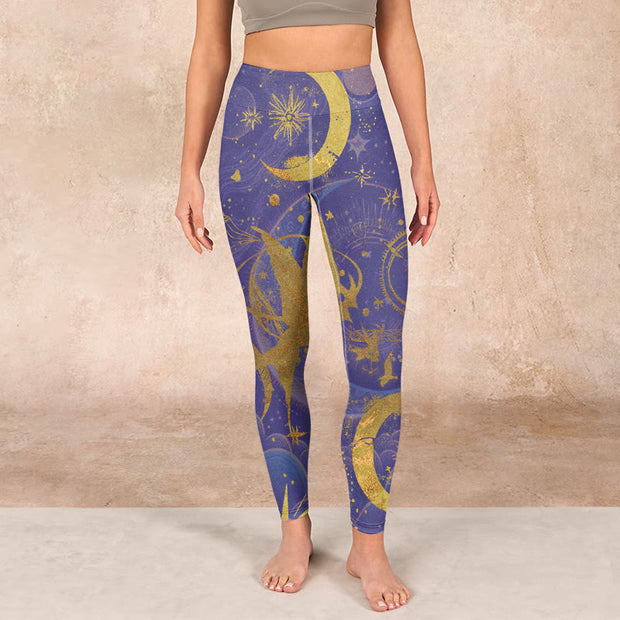 Buddha Stones Moon Sun Stars Print Gym Leggings Women's Yoga Pants Leggings BS 1