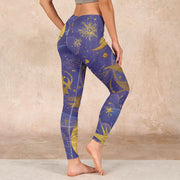 Buddha Stones Moon Sun Stars Print Gym Leggings Women's Yoga Pants Leggings BS 2