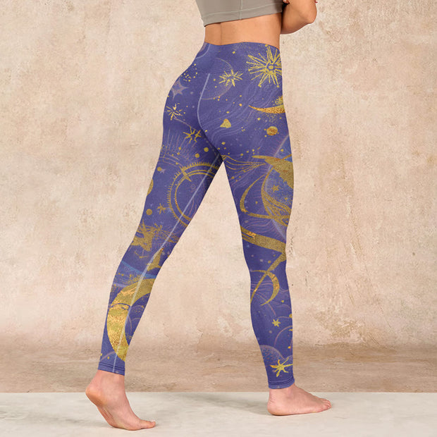 Buddha Stones Moon Sun Stars Print Gym Leggings Women's Yoga Pants Leggings BS 4