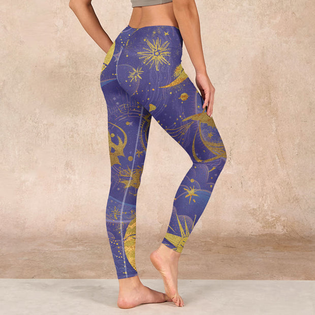 Buddha Stones Moon Sun Stars Print Gym Leggings Women's Yoga Pants - image 3