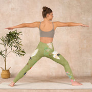 Buddha Stones Hibiscus Birds Bamboo Print Gym Leggings Women's Yoga Pants - image 11