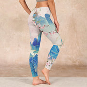 Buddha Stones Plum Blossoms Mountains Print Gym Leggings Women's Yoga Pants - image 3
