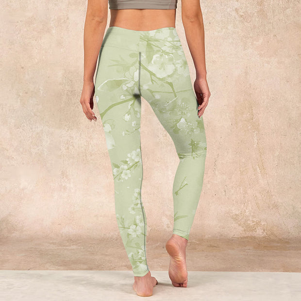 Buddha Stones White Plum Blossoms Print Gym Leggings Women's Yoga Pants - image 15