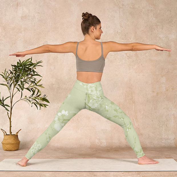 Buddha Stones White Plum Blossoms Print Gym Leggings Women's Yoga Pants - image 11